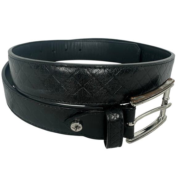 Stacy Adams Black Leather Belt Size 34 Nickel Buckle Mens Dress Belt Classic - Picture 1 of 5